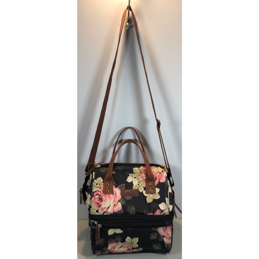 Lokass Lunch Bag Women Insulated Lunch Box Cooler Tote Bag Shoulder Strap Floral